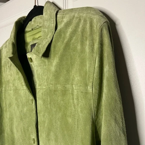 Vintage Y2K Green Suede Leather Button Down Shirt - Picture 4 of 14